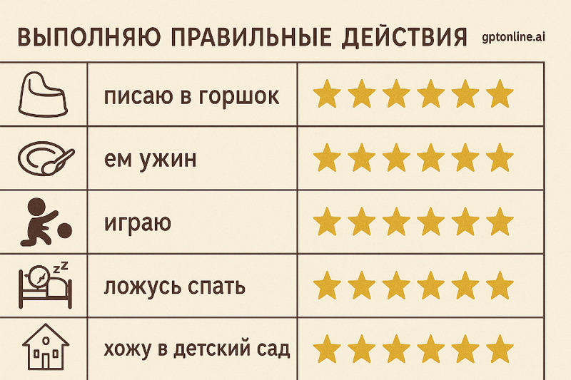 Пример таблицы для знакового подкрепления